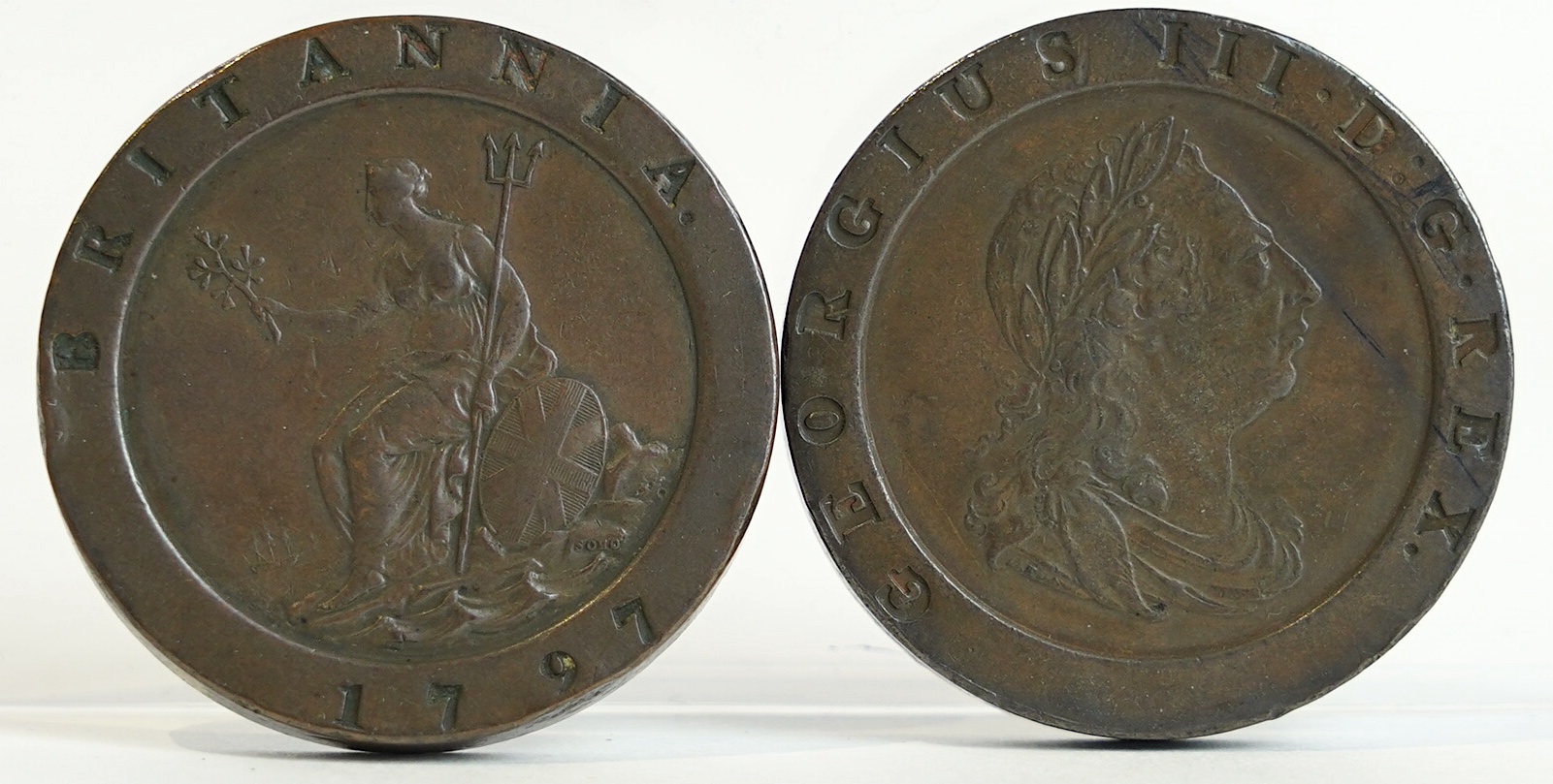 British coins, George III (1760-1820), two 1797 Soho Mint 